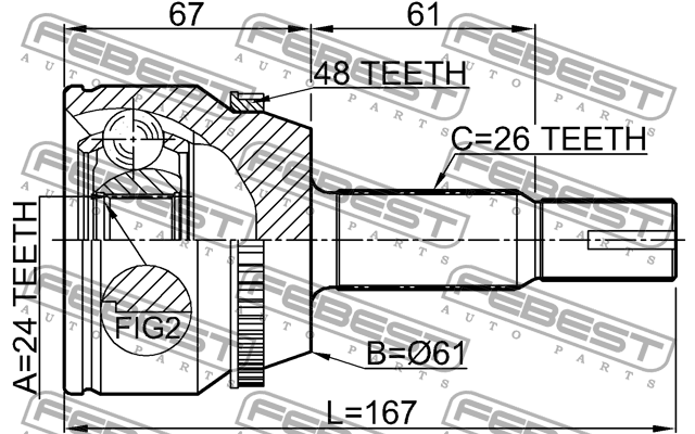 ШРУС внешний TOYOTA CAMRY V40 0110-ACV30A48 0110-ACV30A48 FEBEST