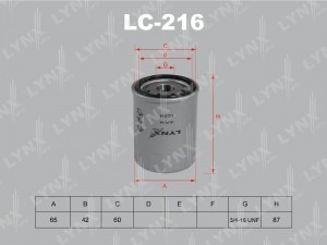 Фильтр масляный подходит для NISSAN Micra 1.0-1.4 92/Note 1.4 06/Primera(P10) 2. LC-216 LYNXAUTO