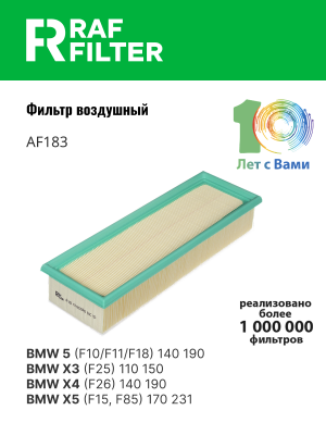 Фильтр воздушный BMW 5 (F10,F18),X4 (F26) RAF FILTER AF183 RAF FILTER