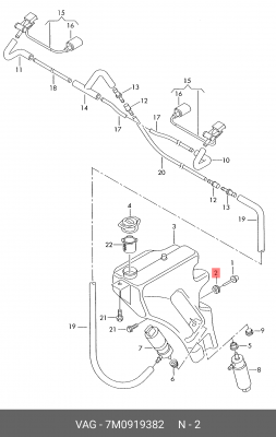 Кольцо уплотнительное VW AUDI датчика уровня жидкости омывателя OE 7M0 919 382 VAG