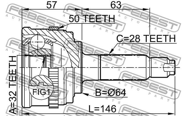 ШРУС наружный HONDA Accord (98-) комплект FEBEST 0310-033A50 FEBEST