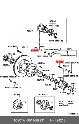 Шпилька ступицы 90116-08331 90116-08331 TOYOTA