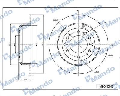 Диск тормозной HYUNDAI ix20 (10-) KIA Venga (10-) задний (1шт.) MANDO MBC030046 MANDO
