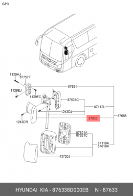 Накладка зеркала двери UNIVERSE 876338D000EB HYUNDAI KIA