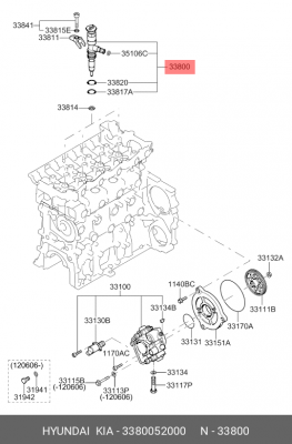 Форсунка HYUNDAI HD65,78,120,БОГДАН дв.D4GA,D6GA ЕВРО-4 топливная OE 3380052000 HYUNDAI KIA