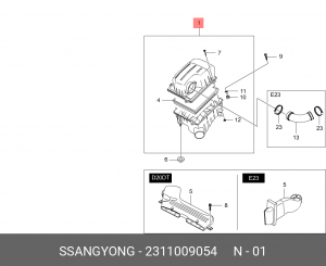 Фильтр воздушный SSANGYONG Actyon (06-),Kyron (05-),Actyon Sports (06-) (D20/27) 2311009054 SSANG YONG