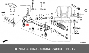 Втулка рулевой рейки 53684T7A003 53684-T7A-003 HONDA