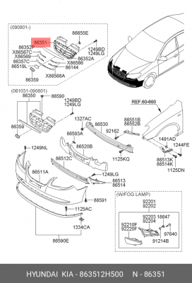 Решетка радиатора HYUNDAI Elantra OE 863512H500 HYUNDAI KIA