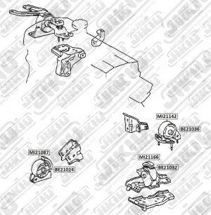 подушка ДВС задняя! без кронштейна\ Toyota Corolla 1.3-1.6/2.0D 2E/4EFE/4AFE/2C  BE21036 JIKIU