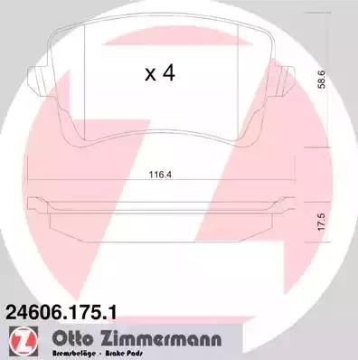 колодки дисковые !задн. 116x59x18 \ Audi A5 all 07> 24606.175.1 ZIMMERMANN