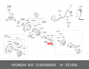 Гайка HYUNDAI Porter ступицы передней OE 5185544000 HYUNDAI KIA