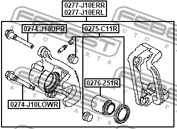 Суппорт тормозной задний левый NISSAN QASHQAI J10E 06-13 0277-J10ERL 0277-J10ERL FEBEST