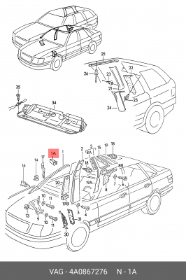 Клипса VW Golf (05-15) AUDI 100 (92-96) обшивки двери OE 4A0 867 276 VAG