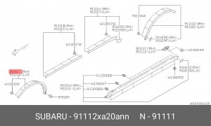 Накладка SUBARU Tribeca крыла переднего правого OE 91112XA20ANN SUBARU