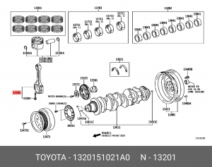 шатун!\ Toyota Land Cruiser 4.5TD VDJ200/VDJ76/VDJ78/VDJ79 13201-51021-A0 TOYOTA