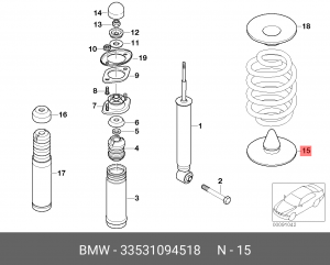 Проставка пружины BMW 3 (98-05) подвески задней верхняя OE 33 53 1 094 518 BMW