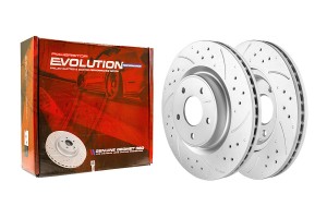 Передний тормозной диск Evolution с перфорацией и насечками, в покрытии GEOMET JBR1559 POWERSTOP