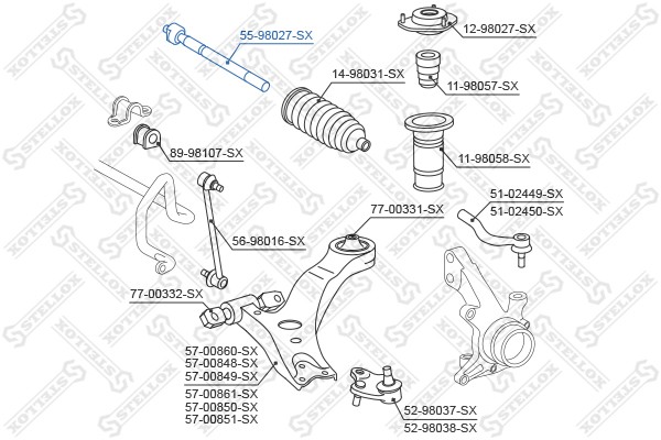 тяга рулевая!\ Toyota Previa ACR3# 00> 55-98027-SX STELLOX
