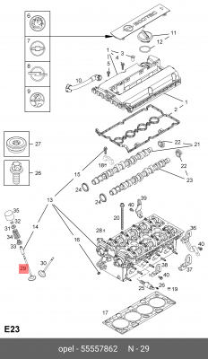 Клапан впускной для OPEL Zafira B/Astra H GENERAL MOTORS 55557862 55557862 GENERAL MOTORS