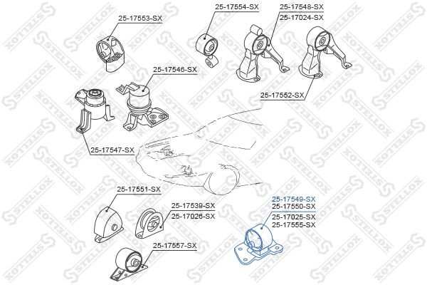 подушка двигателя левая!\ Mitsubishi Lancer CS 2000-2009 25-17549-SX STELLOX
