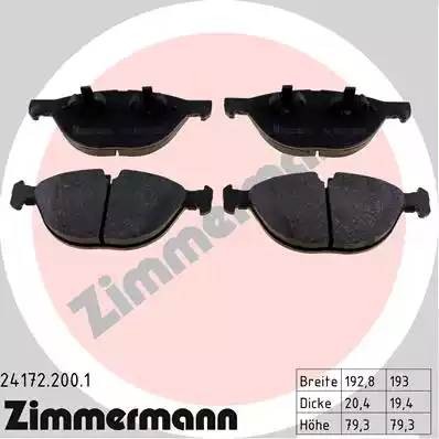 колодки дисковые !перед. 193x79x20 \ BMW X5/X6 E70/E71 4.8i/5.0i/3.0D 07> 24172.200.1 ZIMMERMANN