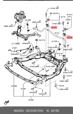 Втулка стабилизатора MAZDA 6 (07-) переднего OE GS1D-34-15YA MAZDA