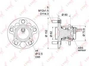 Ступица TOYOTA Auris (06-13),Corolla (07-) задняя LYNX WH-1042 LYNXAUTO