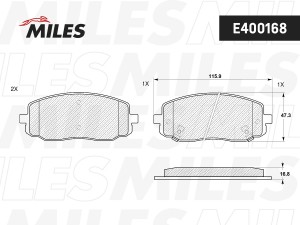 Колодки тормозные передние (без датчика) (Смесь Low-Metallic) HYUNDAI i10 08-/KI E400168 MILES