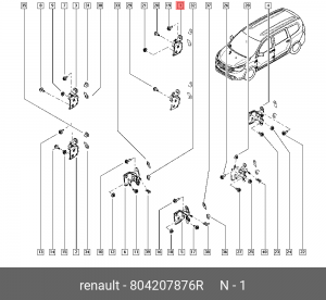 петля двери !пер. левая ниж. в сборе\Renault Duster 12>/Logan/Sandero 2 14>,Lada 804207876R RENAULT