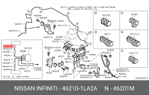 шланг тормозной! передний правый\ Infiniti QX56 46210-1LA2A NISSAN