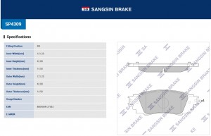 Колодки тормозные LEXUS RX (15-) задние (4шт.) SANGSIN SP4309 SANGSIN