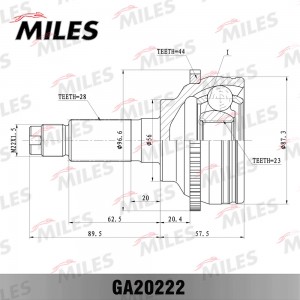 ШРУС наружный MAZDA 6 1.8-2.0 02- (с ABS) (GKN 304691) GA20222 GA20222 MILES