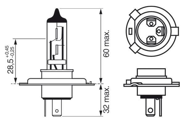Лампа 24V H4 75/70W P43t Trucklight Maxlife BOSCH 1987302742 BOSCH
