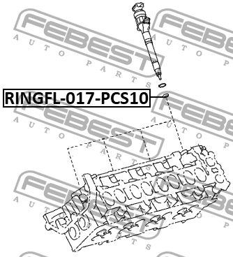 Кольцо уплотн форсунки впрыска топлива (10 шт) TOYOTA RAV4 2005-2012 RINGFL-017- RINGFL-017-PCS10 FEBEST