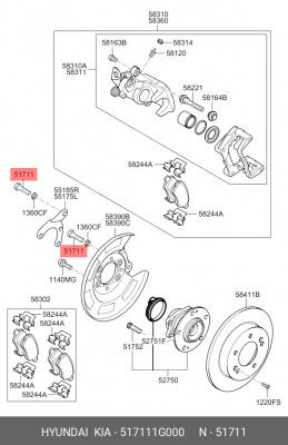 Болт HYUNDAI KIA OE 517111G000 HYUNDAI KIA