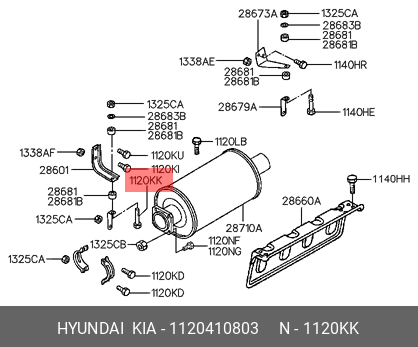 Болт HYUNDAI KIA OE 1120410803 HYUNDAI KIA