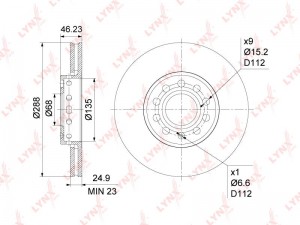 диск тормозной передний! Audi A4/A6/100/VW Passat 1.6-2.8 96-05 BN-1206 LYNXAUTO
