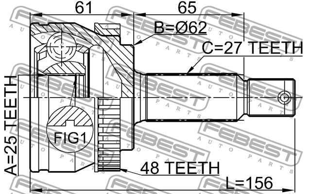 ШРУС наружный HYUNDAI Tucson (04-10) комплект FEBEST 1210-TUCA48 FEBEST