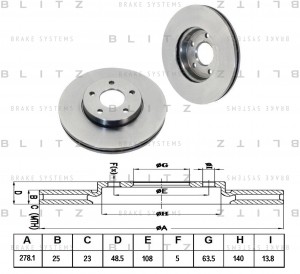 Диск тормозной передний вентилируемый FORD Focus/C-Max 04-VOLVO S40/V50 04- BS02 BS0203 BLITZ