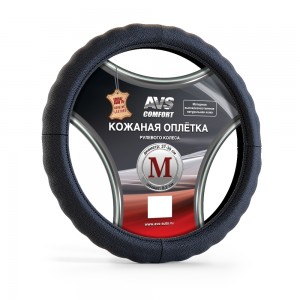 оплетка на руль! нат.кожа размер M, черный\ A78651S AVS