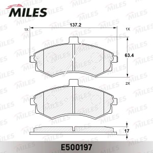 Колодки тормозные передние (Смесь CERAMIC серия PRO) HYUNDAI ELANTRA/MATRIX 1.5- E500197 MILES