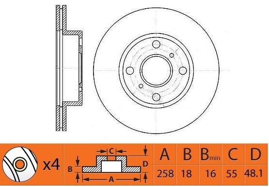 Диск тормозной TOYOTA COROLLA 92-97 RN1483 RN1483 NIBK