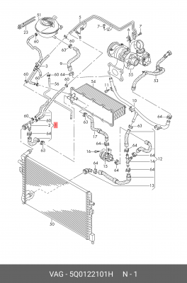 Патрубок VW Golf (13-) AUDI A3 (13-) SEAT Leon (13-) SKODA Octavia (13-) системы 5Q0 122 101 H VAG