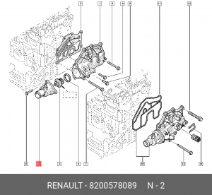 Крышка RENAULT Megane (09-) корпуса термостата OE 8200578089 RENAULT