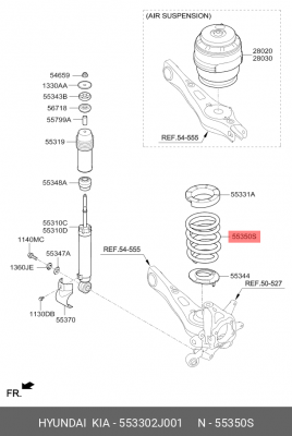 Пружина KIA Mohave (07-) (3.0 TCI) подвески задней OE 553302J001 HYUNDAI KIA