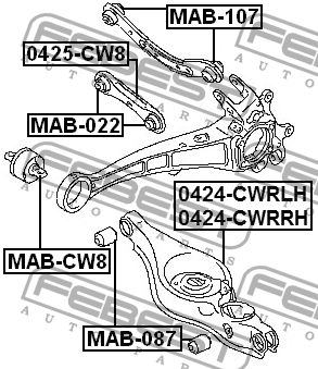 Сайлентблок MITSUBISHI Galant,Lancer,Outlander рычага подвески задней FEBEST MAB-087 FEBEST