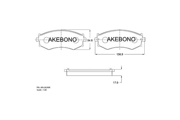 Колодки тормозные дисковые передние ПОДХОДЯТ ДЛЯ Nissan Sentra 00-06 AN-262WK AN262WK AKEBONO