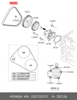 ремень генератора!\ Hyundai Elantra/ I30/ Tucson 06> 25212-23721 HYUNDAI