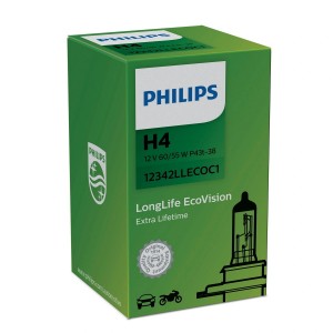 Лампа 12V H4 60/55W P43t-38 Long Life Eco Vision PHILIPS 12342LLECOC1 PHILIPS