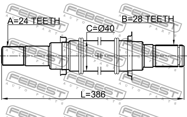 Полуось правая 24x369x28 0512-BL16MT 0512-BL16MT FEBEST